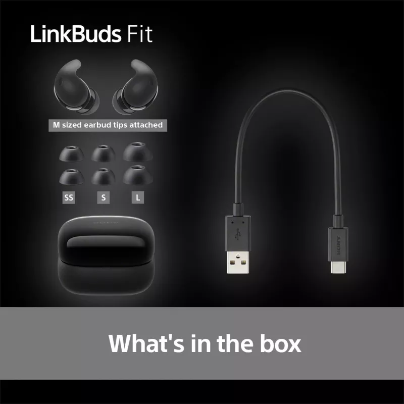 Wireless in-ear headset Sony LinkBuds Fit WFLS910NB — Bluetooth, 20–20000 Hz, 10 m range, 75 g, black