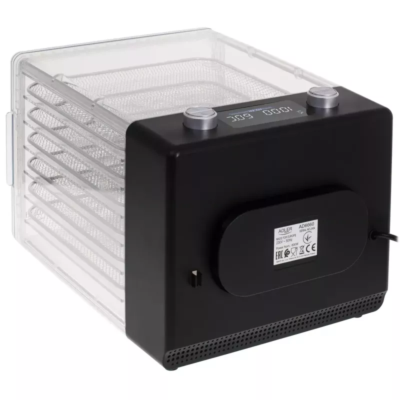 Food dehydrator Adler AD 6660, 600 W, 6 trays, adjustable thermostat, steel, folding design