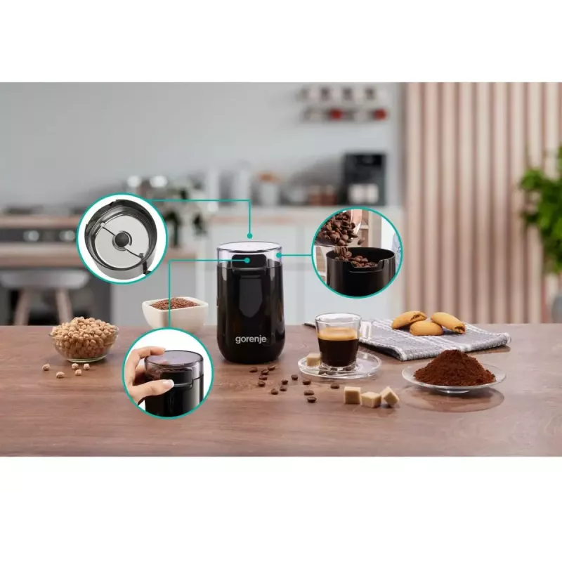 Coffee grinder Gorenje SMK150SB — 150 W motor, 45 g bean capacity, stainless-steel blades, black