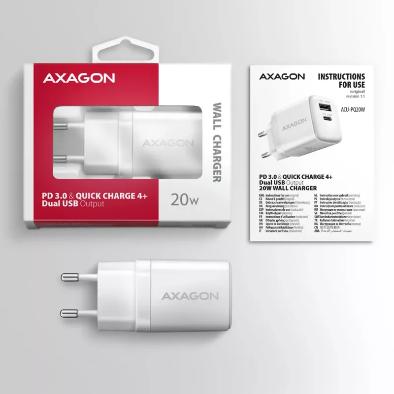 Mobile device charger Axagon ACU-PQ20W Universal White