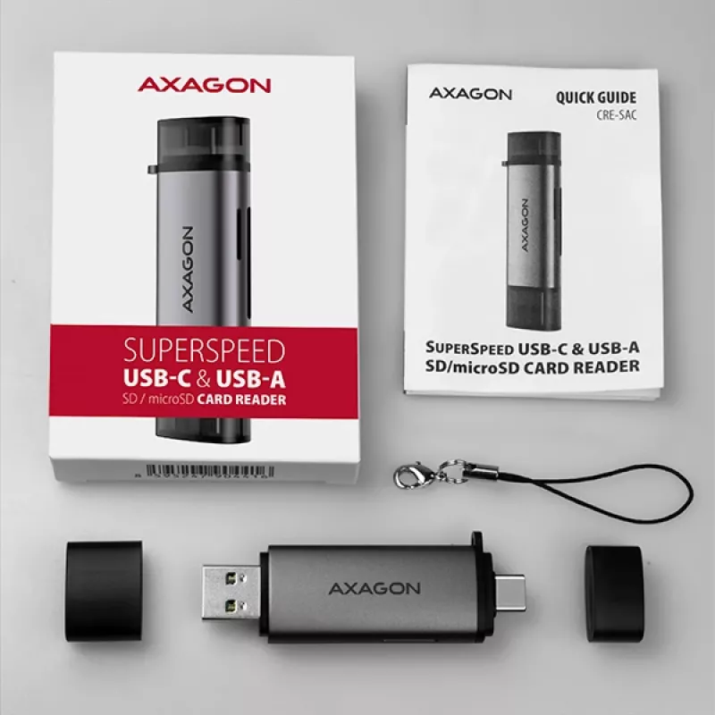 Axagon CRE-SAC SuperSpeed USB-C+USB-A card reader 5 Gbps