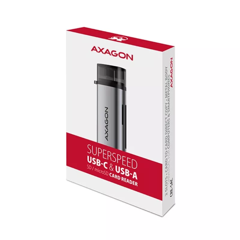 Axagon CRE-SAC SuperSpeed USB-C+USB-A card reader 5 Gbps