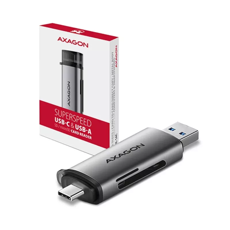 Axagon CRE-SAC SuperSpeed USB-C+USB-A card reader 5 Gbps