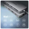Axagon HMC-8HLSA, USB 5Gbps hub, 3x USB-A, HDMI 4k/60Hz, RJ-45, SD/microSD, audio, PD 100W