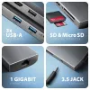 Axagon HMC-8HLSA, USB 5Gbps hub, 3x USB-A, HDMI 4k/60Hz, RJ-45, SD/microSD, audio, PD 100W