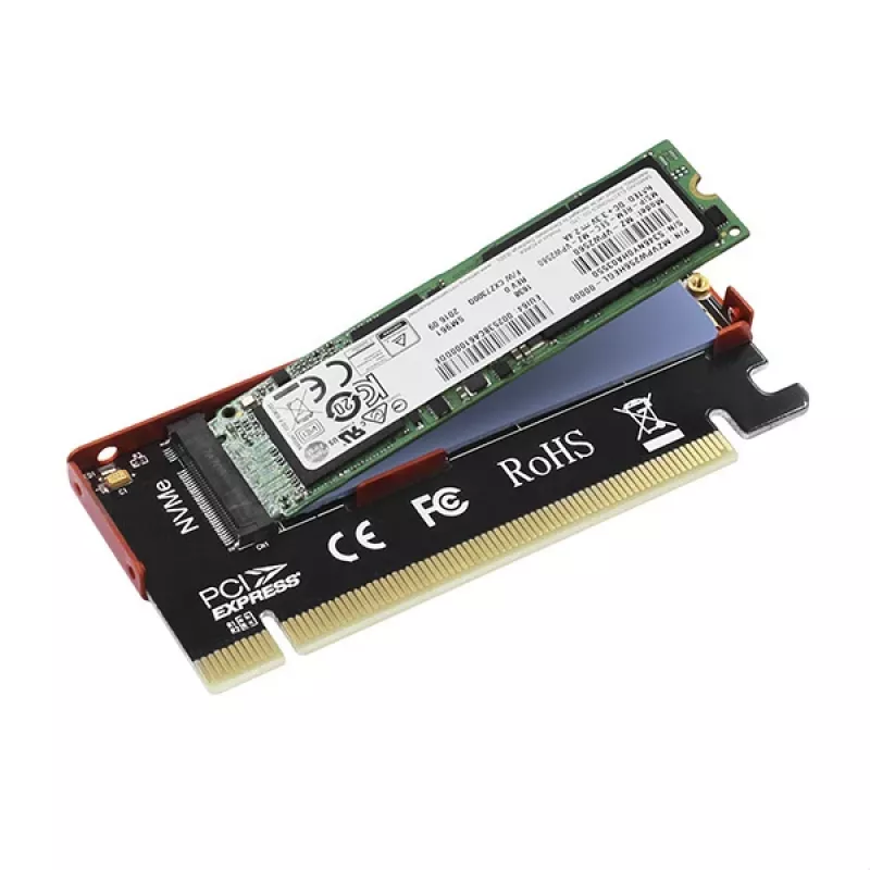 Axagon PCEM2-S PCIe x16 - M.2 NVMe M-key slot adapter, w. passive alu heatsink