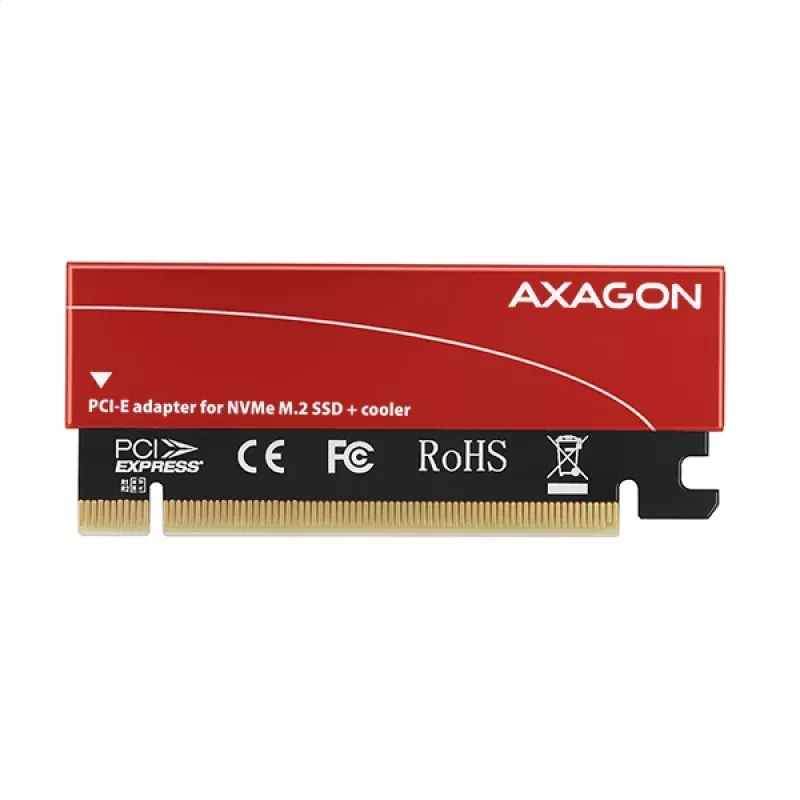 Axagon PCEM2-S PCIe x16 - M.2 NVMe M-key slot adapter, w. passive alu heatsink
