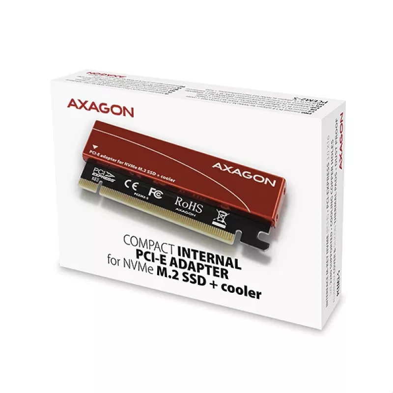 Axagon PCEM2-S PCIe x16 - M.2 NVMe M-key slot adapter, w. passive alu heatsink