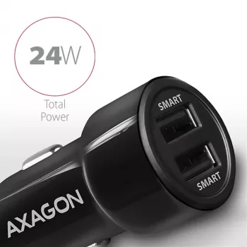 Axagon PWC-5V5 SMART Car charger 24W, 2x USB-A port, 5V/2.4A + 5V/2.4A
