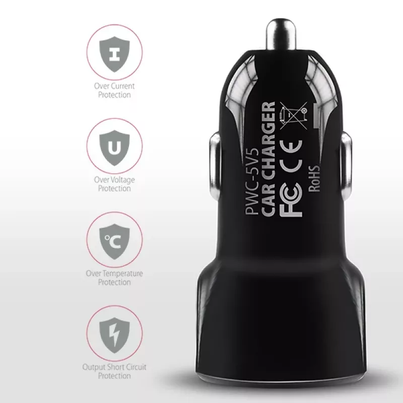 Axagon PWC-5V5 SMART Car charger 24W, 2x USB-A port, 5V/2.4A + 5V/2.4A