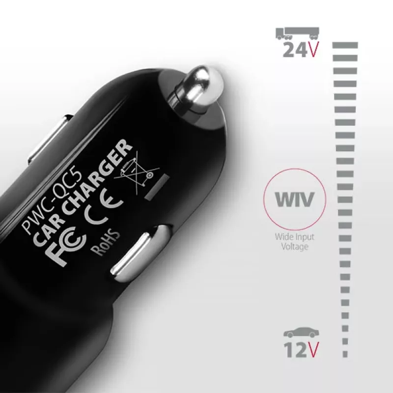 Axagon PWC-QC5 mobile device charger Mobile phone, Smartphone, Tablet, Universal Black Cigar lighter Fast charging Auto