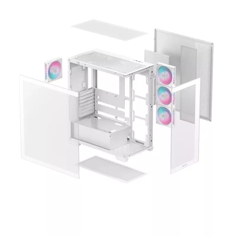 PC Case DeepCool CG580 4F WH Midi Tower ATX/Micro ATX/ITX, tempered glass, 3×120mm + rear 120mm fans, white
