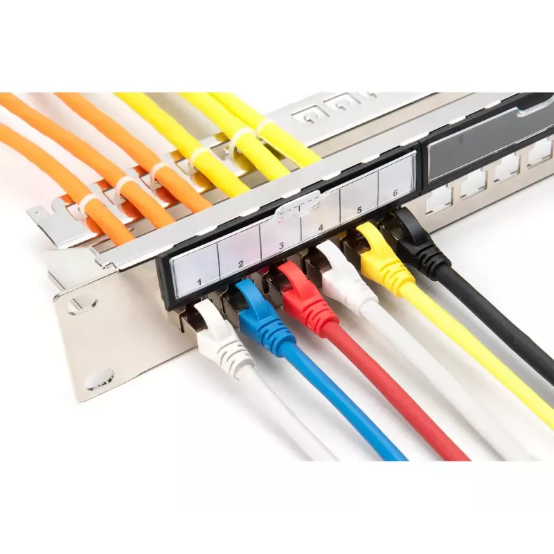 DIGITUS Modular Galvanized Patch Panel - shielded 24-port 24-port blank 1U rack mount black RAL 9005