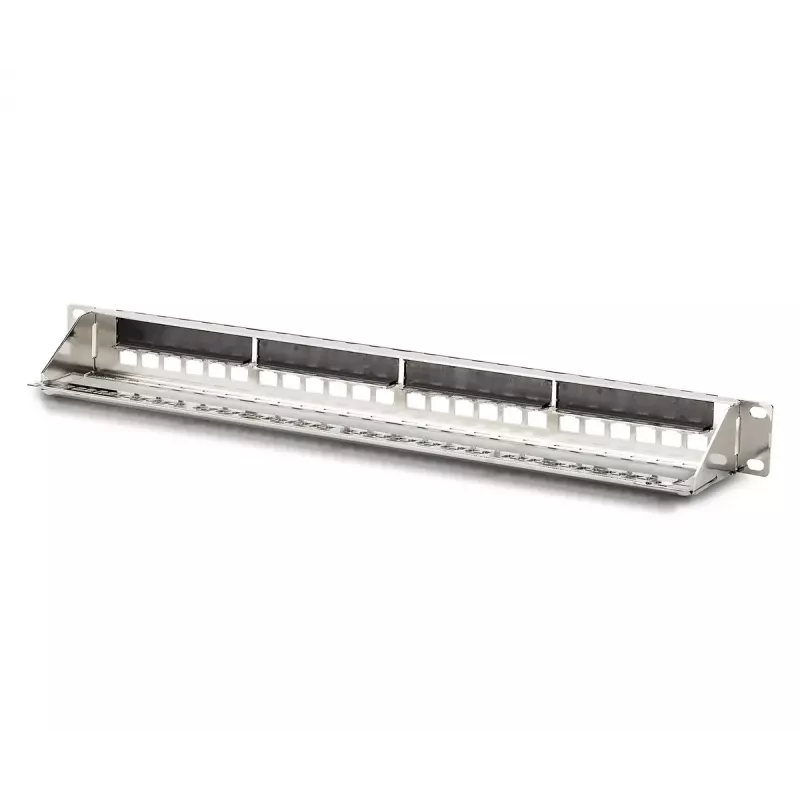 DIGITUS Modular Galvanized Patch Panel - shielded 24-port 24-port blank 1U rack mount black RAL 9005