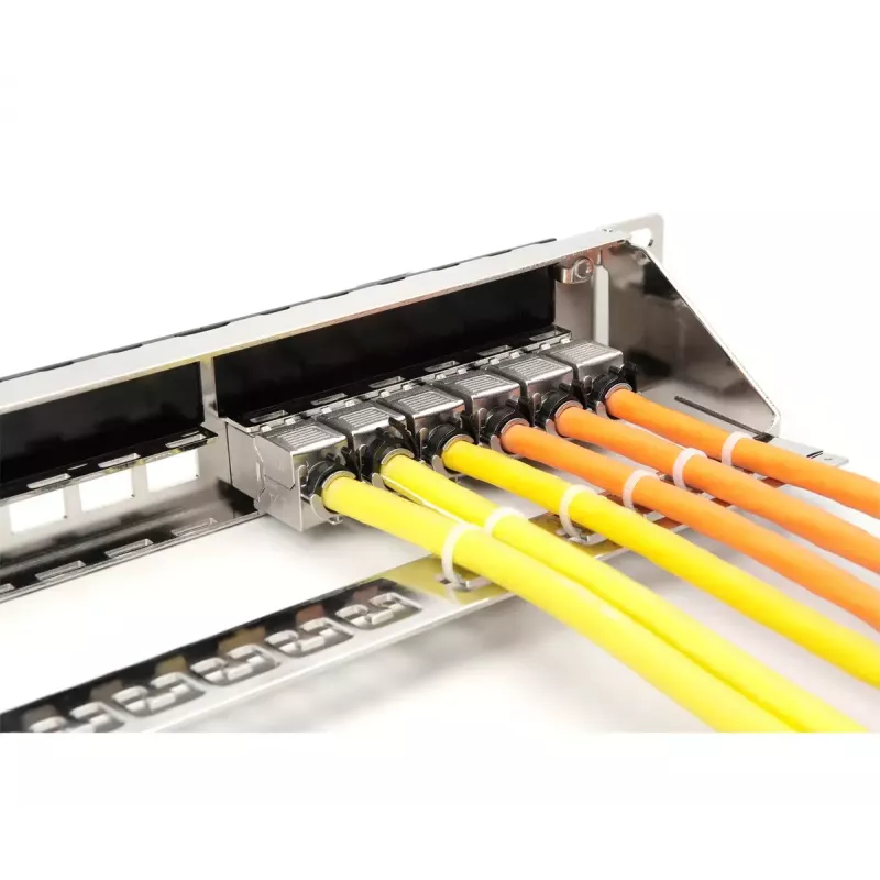 DIGITUS Modular Galvanized Patch Panel - shielded 24-port 24-port blank 1U rack mount black RAL 9005