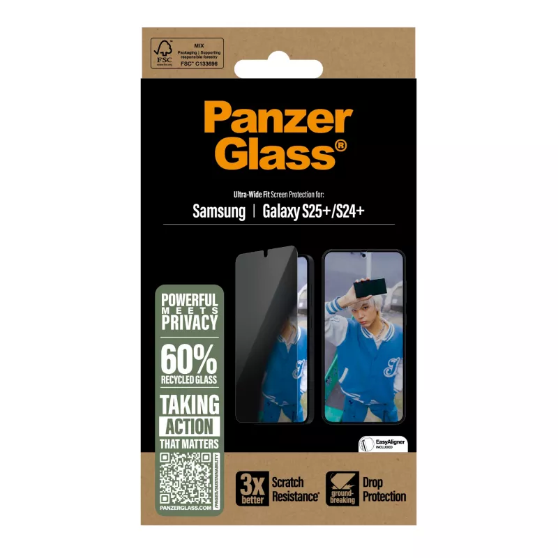 PanzerGlass ® Privacy Screen Protector Samsung Galaxy S25+ | S24+ | Ultra-Wide Fit