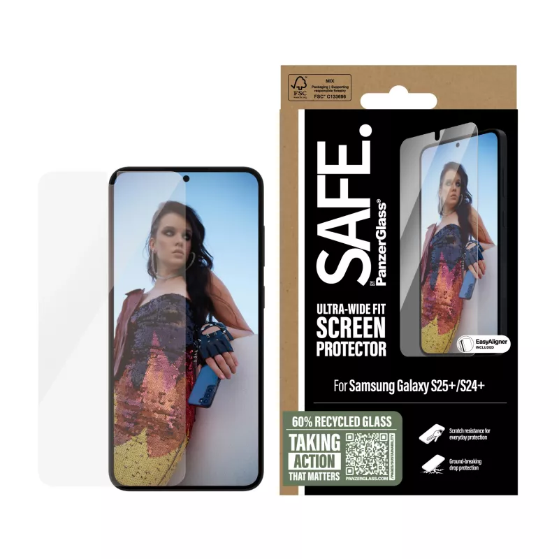 PanzerGlass SAFE. by ® Screen Protector Samsung Galaxy S25+ | S24+ | Ultra-Wide Fit w. EasyAligner