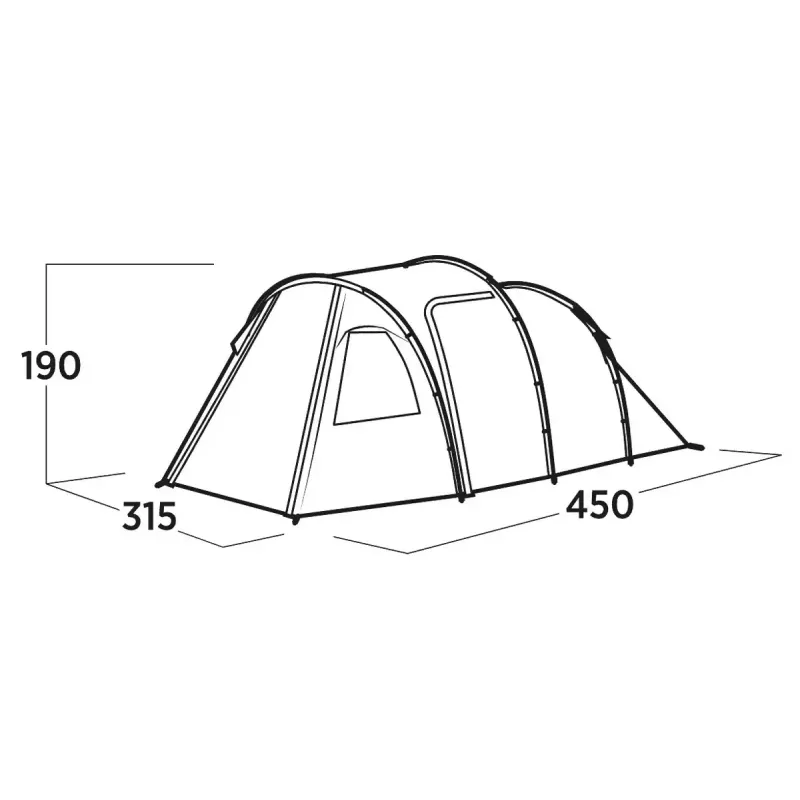 Five-person tent easy camp Hidra 5, green — family camping, shared interior, weather-resistant