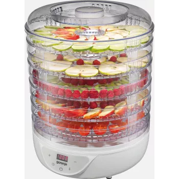 Food dehydrator Gorenje FDK 24 DW — transparent white, Ø31 cm grate, 240 W, max 70°C
