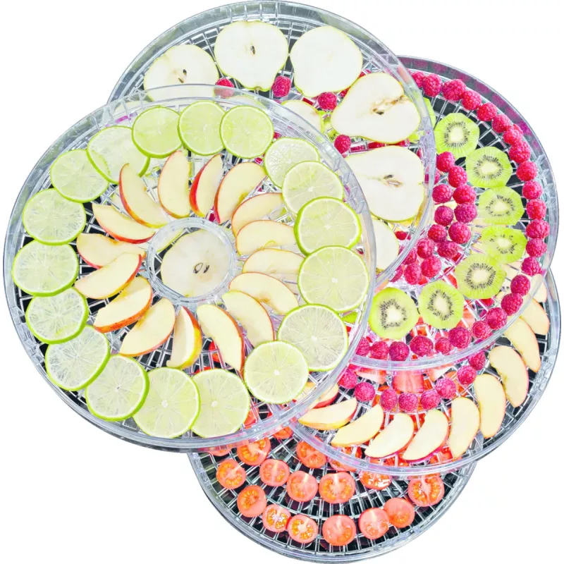 Food dehydrator Gorenje FDK 24 DW — transparent white, Ø31 cm grate, 240 W, max 70°C