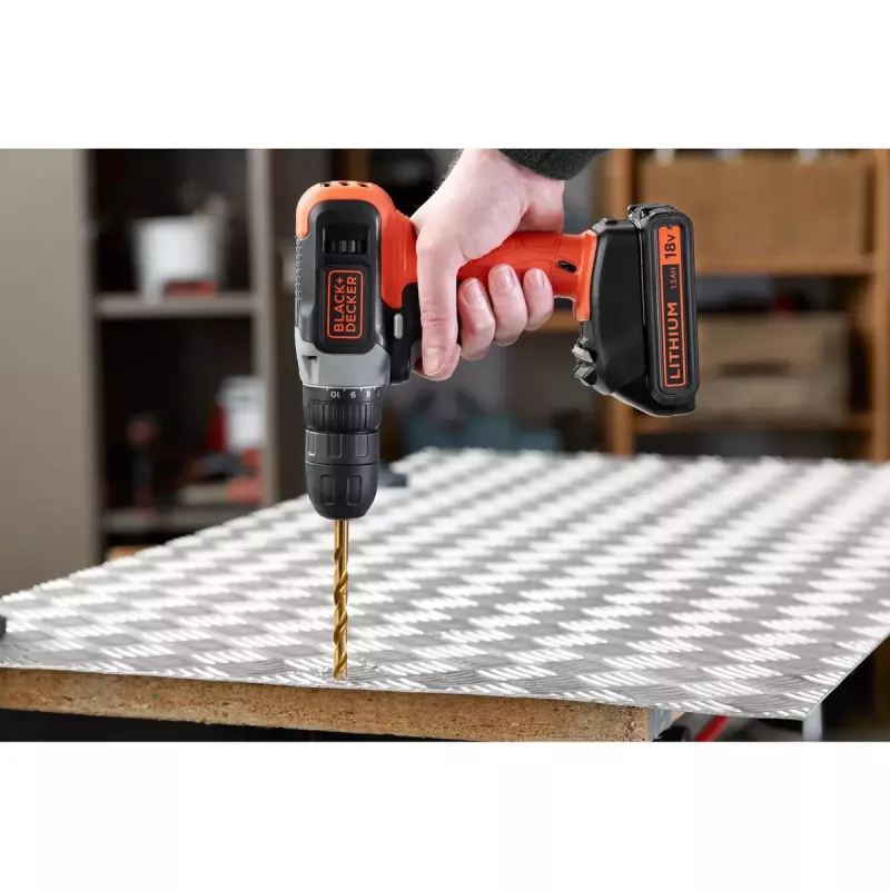 Cordless drill/screwdriver Black & Decker BCD001C1, 18 V, Li‑ion 1.5 Ah, orange/black