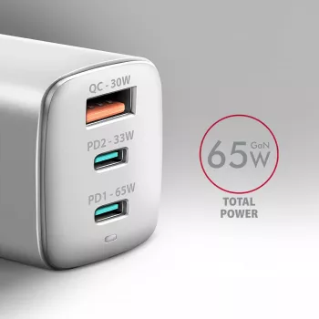 Axagon ACU-DPQ65W PD3.0 & QC4+ 3x OUTPUTS wall charger 65W