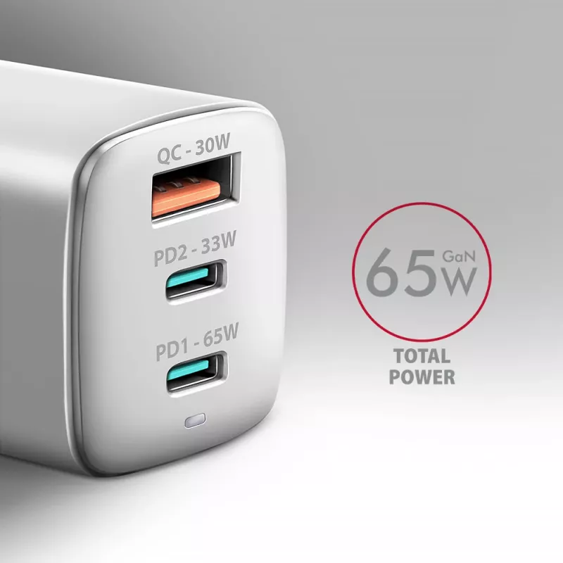 Axagon ACU-DPQ65W PD3.0 & QC4+ 3x OUTPUTS wall charger 65W