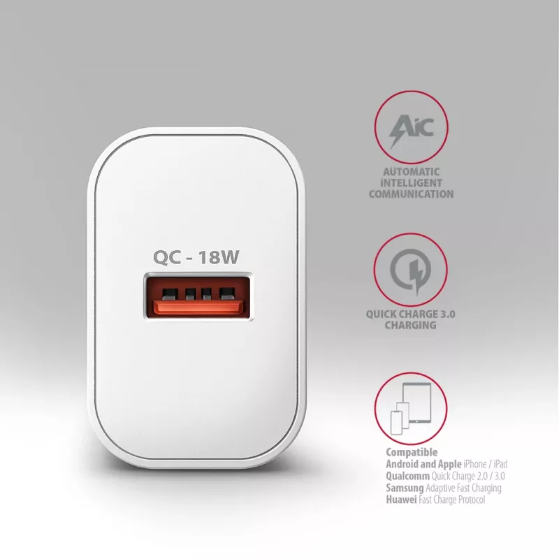 Axagon ACU-QC18W QC3.0 1xOUTPUT wall charger 18W