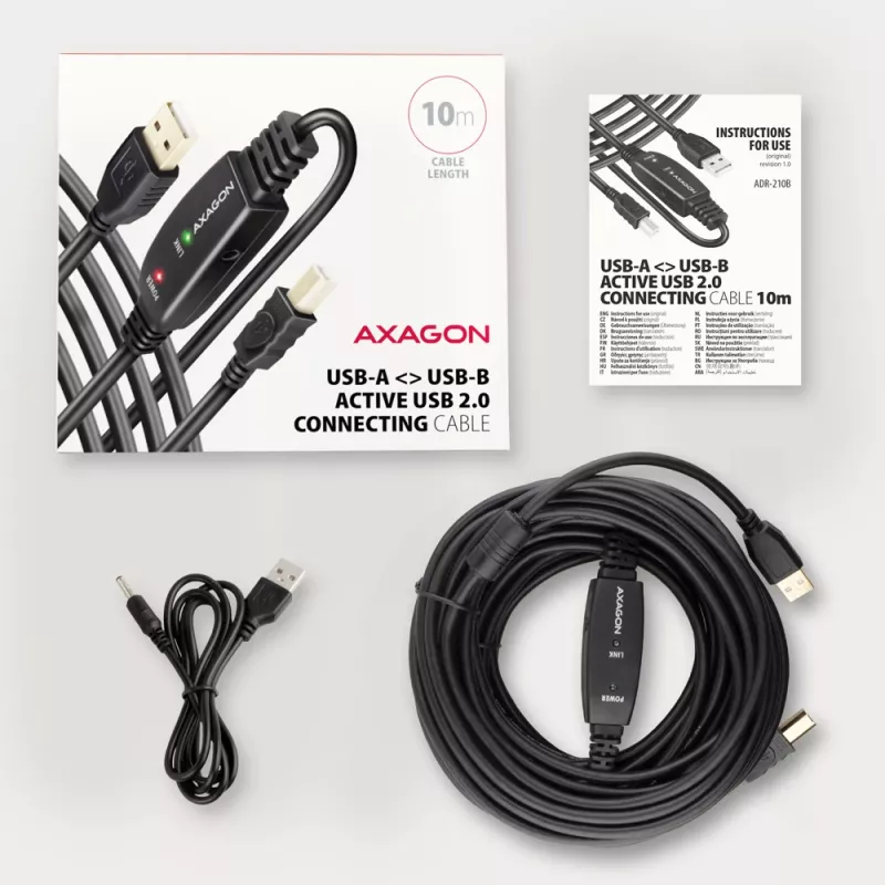 Axagon ADR-210B USB 2.0 A-M -> B-M active connecting/repeater cable 10m