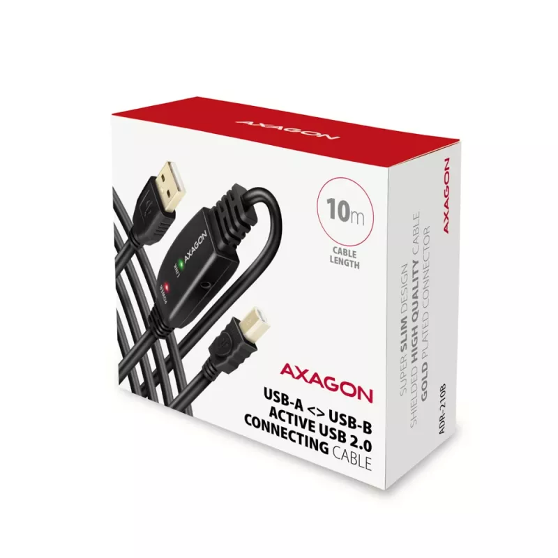 Axagon ADR-210B USB 2.0 A-M -> B-M active connecting/repeater cable 10m