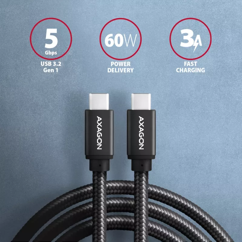 Axagon BUCM3-CM30AB SPEED USB-C <> USB-C 3.2 Gen 1 cable 3 m