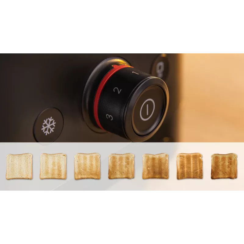 Toaster Bosch TAT3M123 2-slice, 950 W, black, rotary control, defrost & reheat