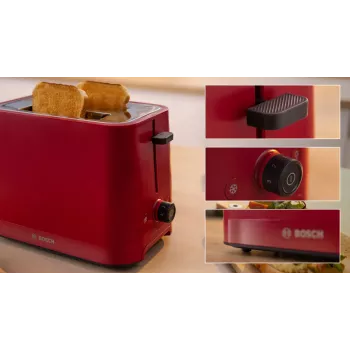 Bosch TAT3M124 toaster 2 slice(s) 950 W Red