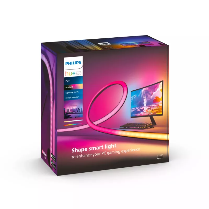 Philips Play Gradient Lightstrip for PC, Smart strip light, Bluetooth/Zigbee, Black, Silicone, Non-changeable bulb(s), White
