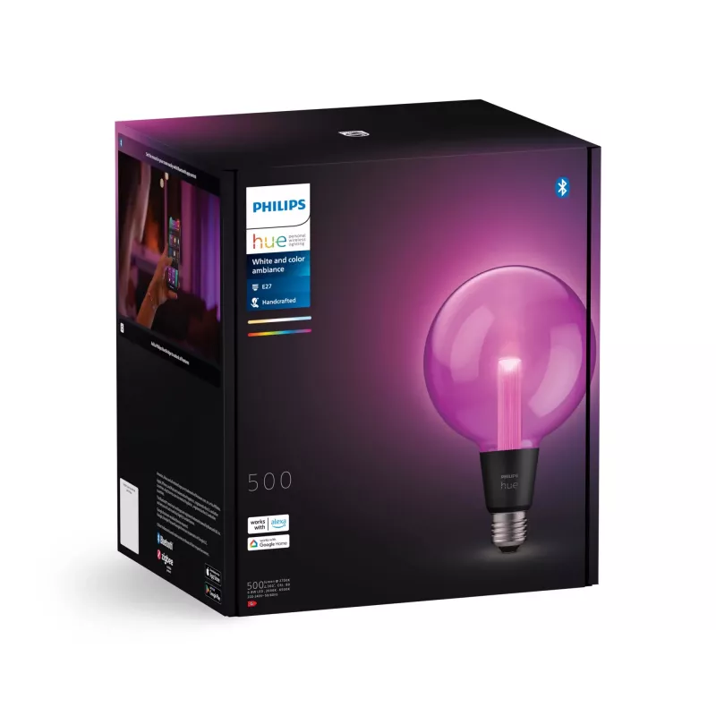 Philips Hue White and colour ambience G125 – E27 smart bulb, Bluetooth/Zigbee, LED, E27, G125, 2000 K, 6500 K