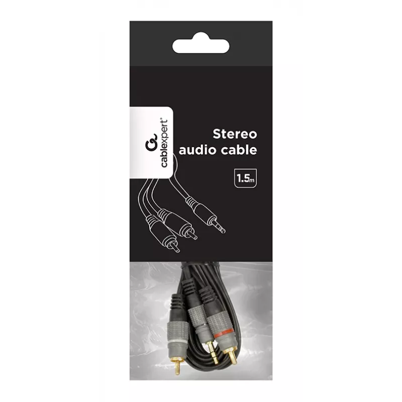 GEMBIRD 3.5mm Stereo to 2xRCA Plugs 1.5m Cable - Gold-plated Connectors