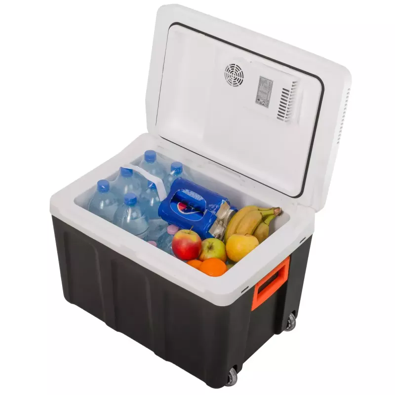 Portable cooler Adler AD 8090 — 40 L 12 V car fridge, Peltier cooling, 220–240 V mains, wheels