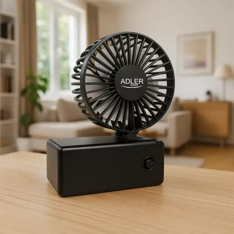 Desk fan Adler AD 7336 — foldable mini fan, 6.5 cm diameter, 1 speed, black