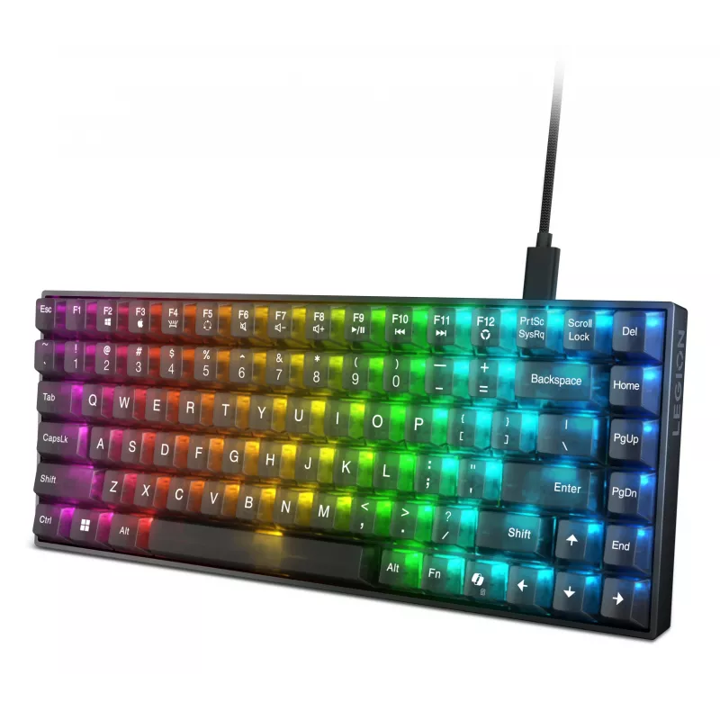 Mechanical gaming keyboard Lenovo Legion K510 Mini Pro 75% US English, 84 keys, RGB, USB, 1.8 m cable, Black/Transparent