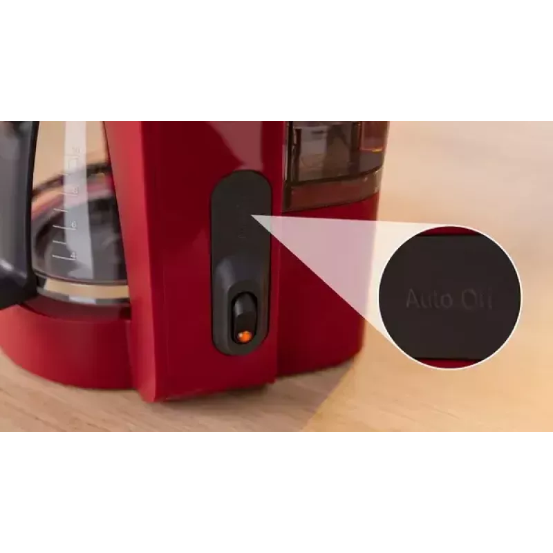 Drip coffee maker Bosch TKA2M114 — 1.25 L water tank, 15-cup, red