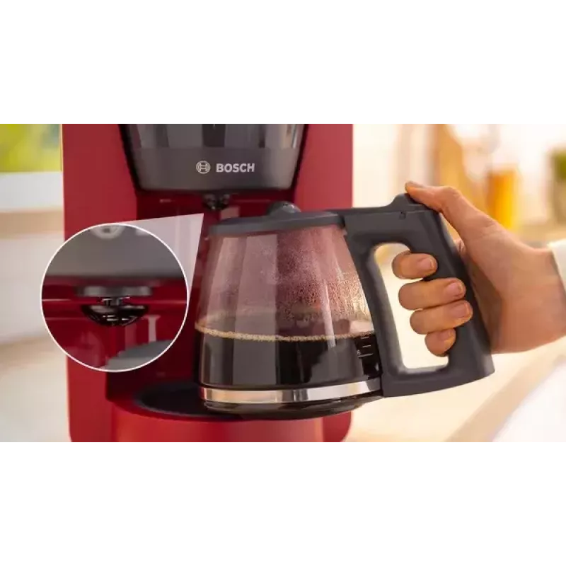 Drip coffee maker Bosch TKA2M114 — 1.25 L water tank, 15-cup, red