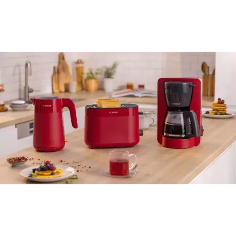 Drip coffee maker Bosch TKA2M114 — 1.25 L water tank, 15-cup, red