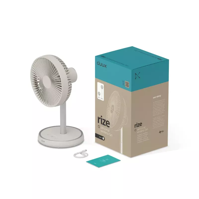 Stand fan Duux Rize Flex 21 cm, 4 speeds, oscillation, 10 W, greige