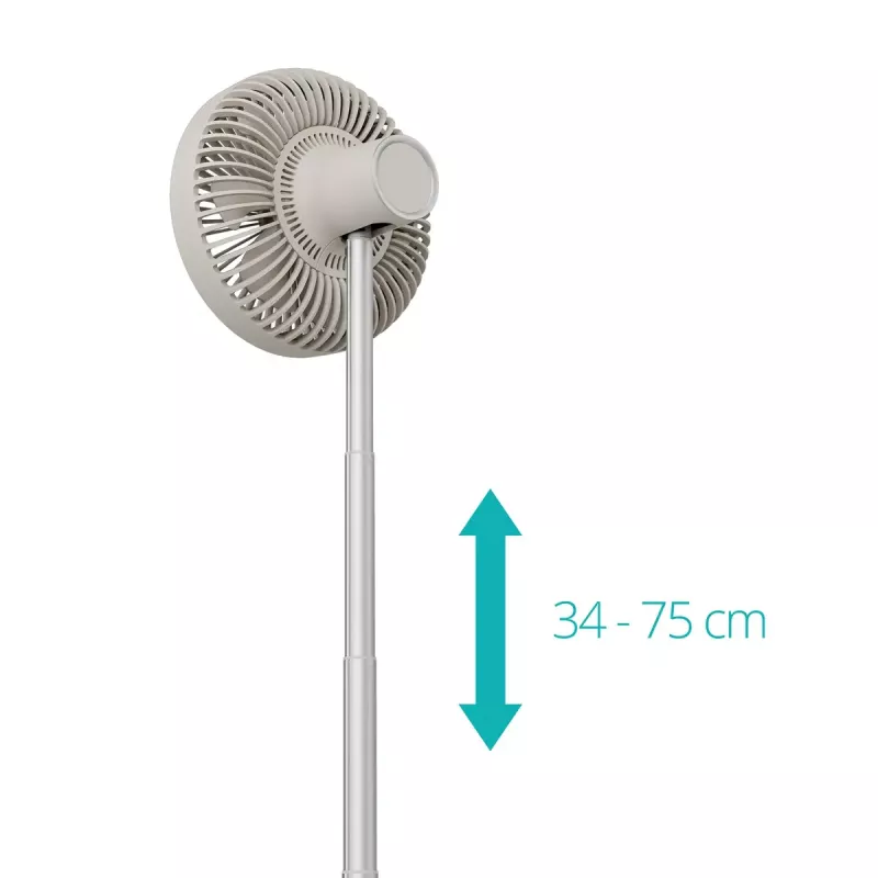 Stand fan Duux Rize Flex 21 cm, 4 speeds, oscillation, 10 W, greige