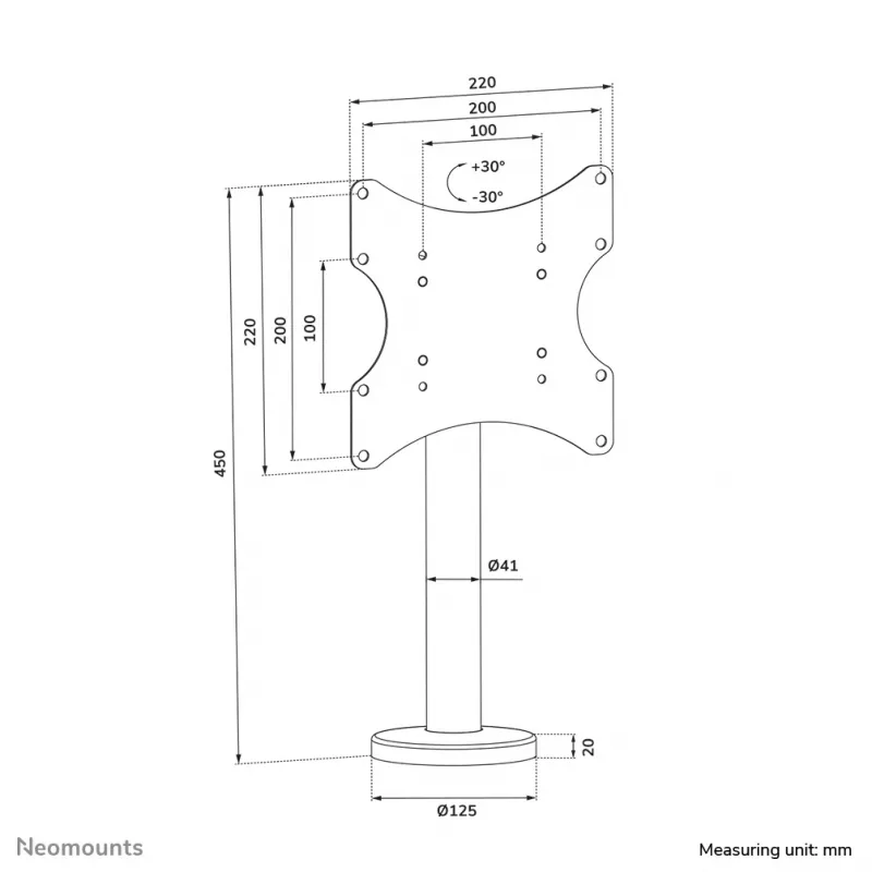 Neomounts bolt-down TV desk mount DS42-430BL12 max 50kg 23-43in