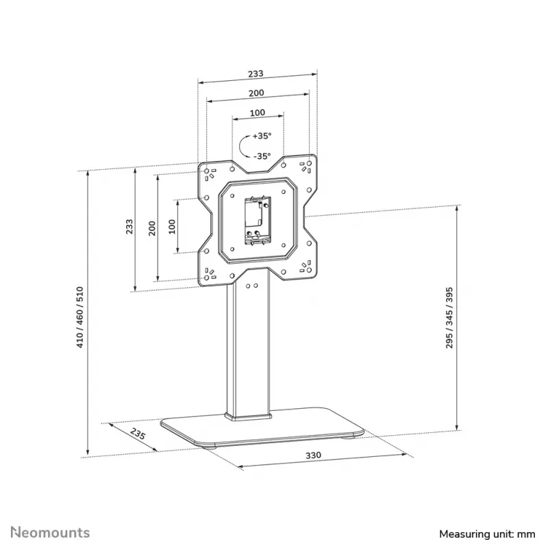 Neomounts DS45-430BL12 TV stand 23-43 inch- swivel, 109.2 cm (43 inch), 100 x 100 mm, 200 x 200 mm, -35 - 35°, Steel, Black