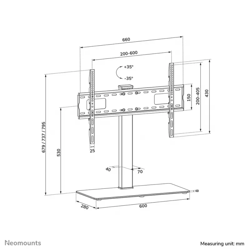 Neomounts DS45-430BL16 TV stand 37-70 inch- swivel (Open Box)