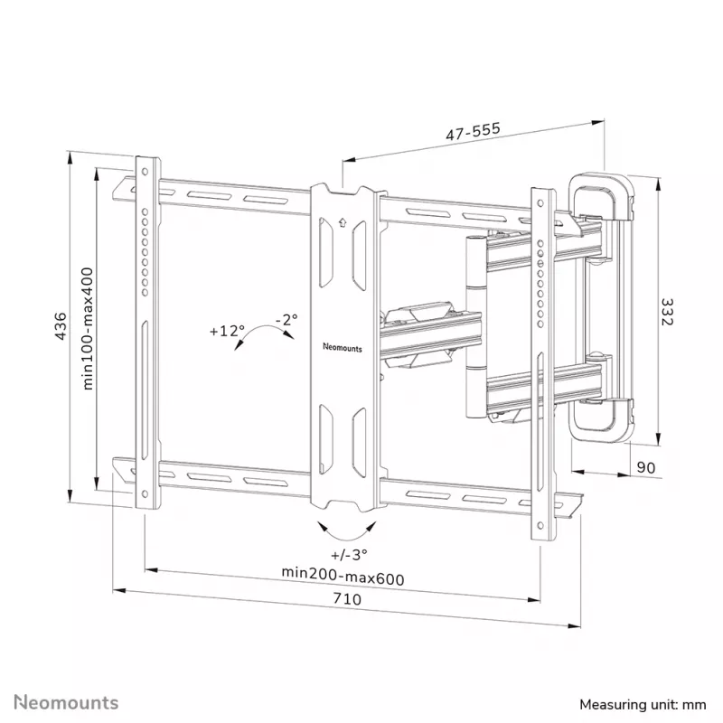 Neomounts WL40S-850BL16 TV mount wall 40-70 inch - full motion - fast installation