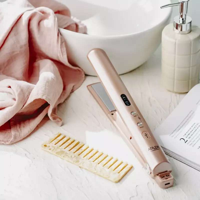 Cordless hair straightener Adler AD 2327 with ceramic heating system, temperature 160–220 °C
