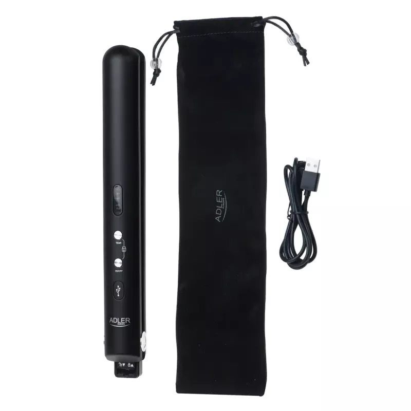 Cordless Hair Straightener Adler AD 2327 — Ceramic Heating System, 160–220 °C, USB Charging